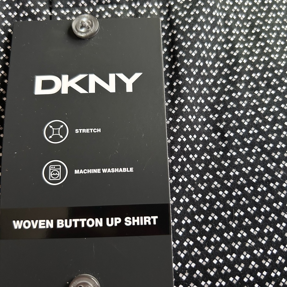 DKNY Woven Button-Up Shirt – XXL – Black/Medium Gray 🖤 - Picture 3 of 4